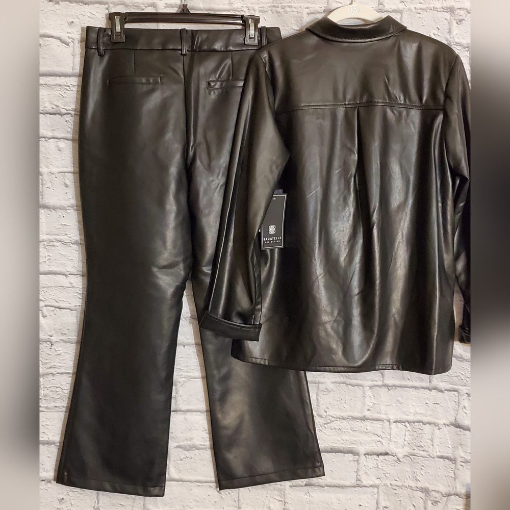 🖤Bagatelle Black Faux Leather Shirt and Cropped Flare Pants